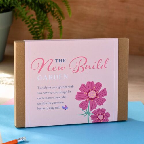 new build garden border design kit with cosmos flower illustration