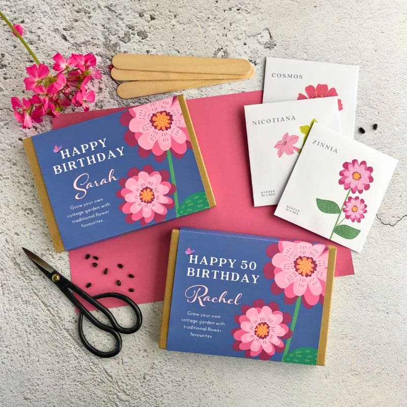 happy 50 birthday flower seed gift box 800 x 800 two flower seed gift boxes and seed packets