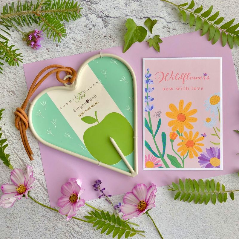 bird feeder heart shaped with wildflower seeds. The Five Gift Rule - Gardeners’ Edition