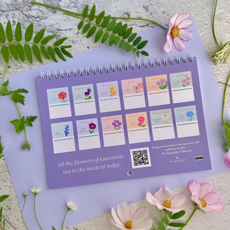 birth flower seed calendar back of