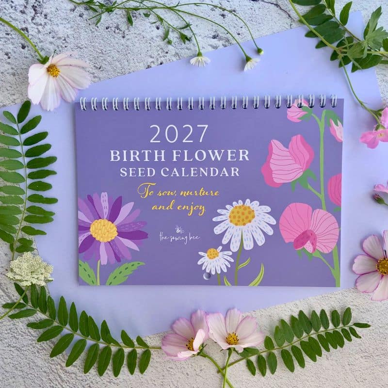 Birth Flower Seed Calendar 2027 front of calendar (800 x 800 px)