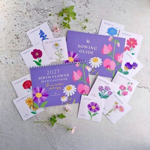 birth flower calendar with seed packets