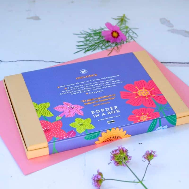 flower seed calendar back of box 2026