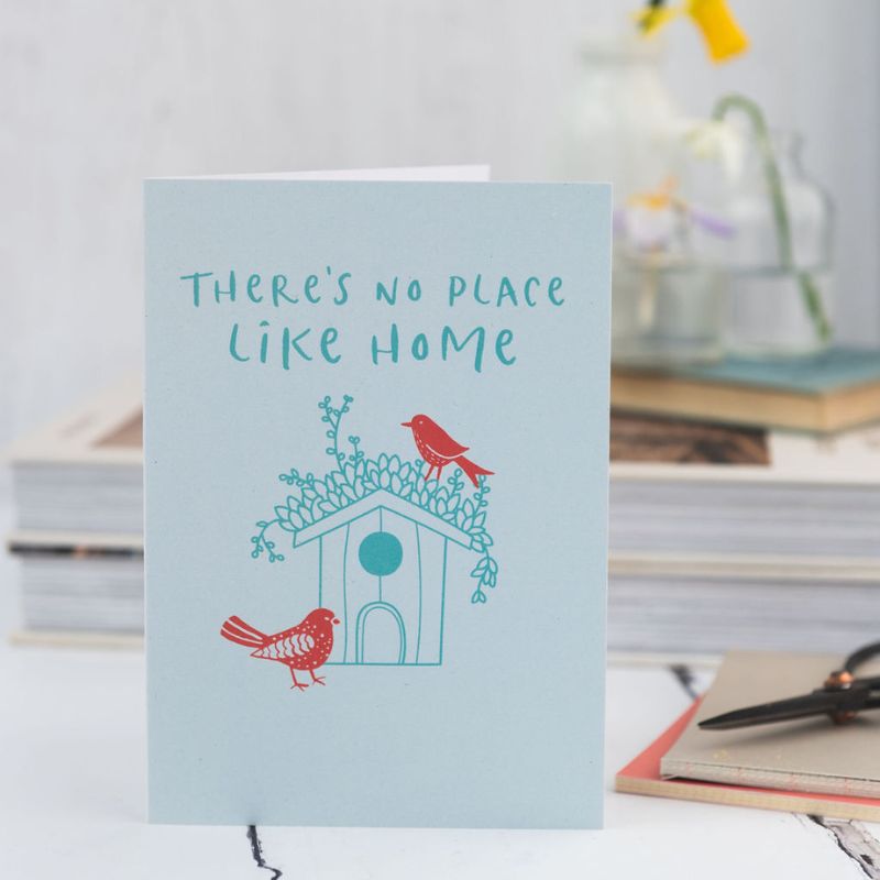 new home card with birds and bird box