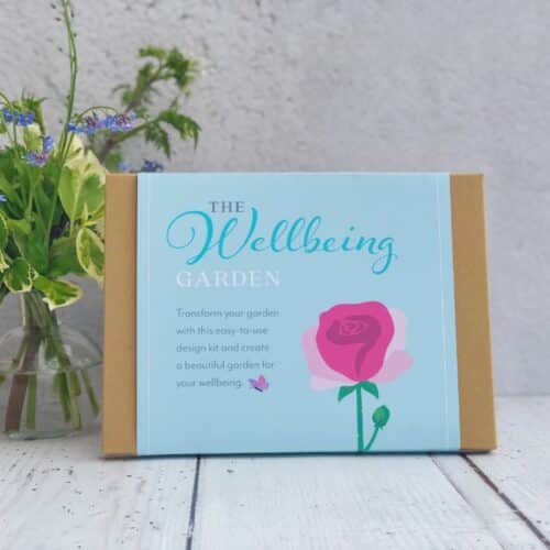 wellbeing garden design kit front cover with rose illustration