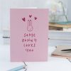 some bunny loves you pink card with bunny illustration and hearts