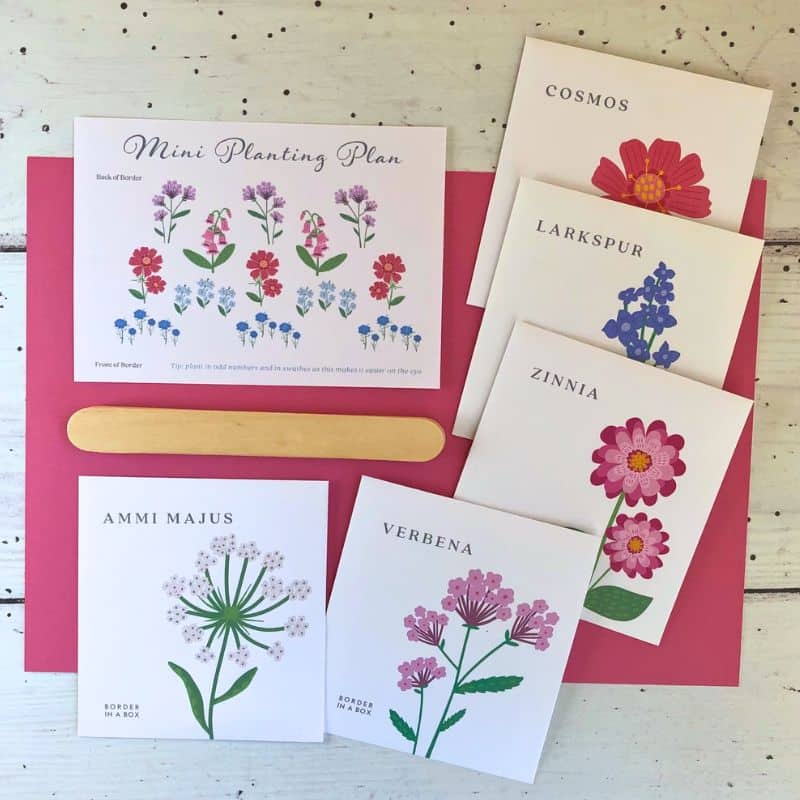 gyo bouquet contents seed packets mini planting plan wooden plant markers