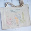 tote bag recycled cotton botanical print to plant a garden is to believe in tomorrow