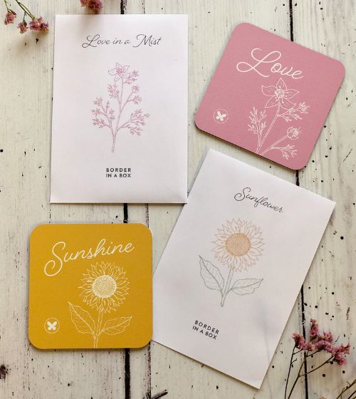 love and sunshine coasters seed packets