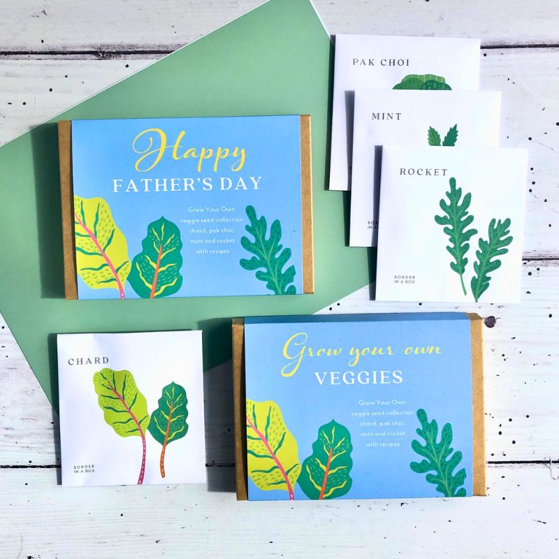 veg seed gift box for fathers day and seed packets