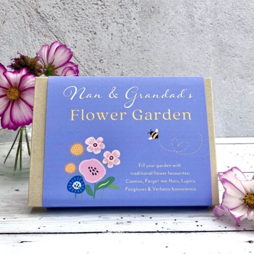 flower garden gift box purple sleeve with wildflower illustration