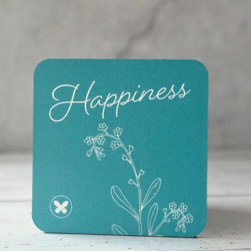 teal coaster happiness botanical illustration of forget me nots