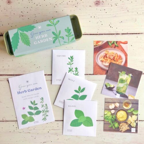 windowsill herb garden growing kit with recipe cards