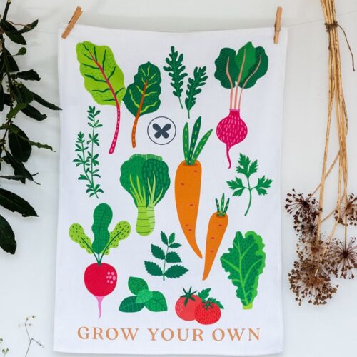 kitchen tea towel vegetable design