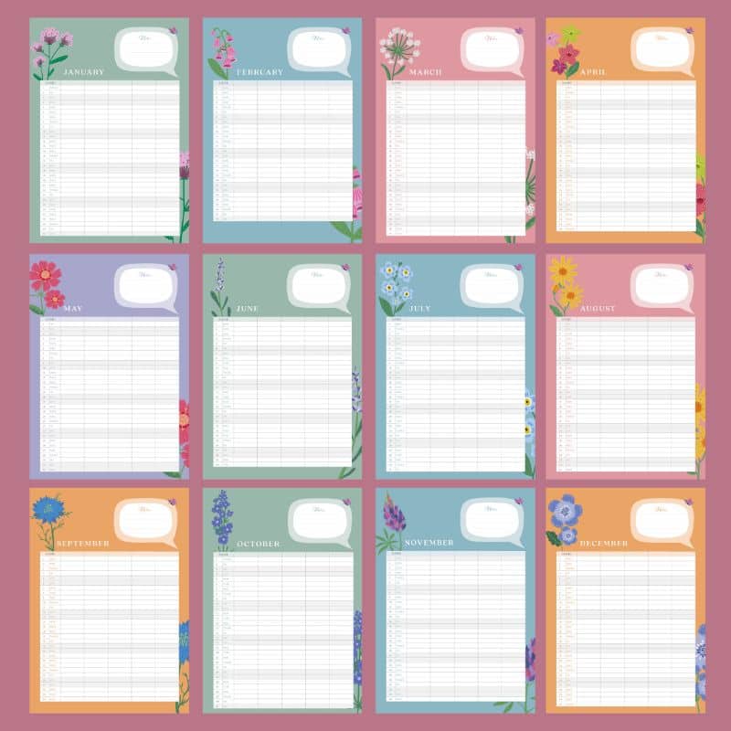 family organiser montage of each page illustration