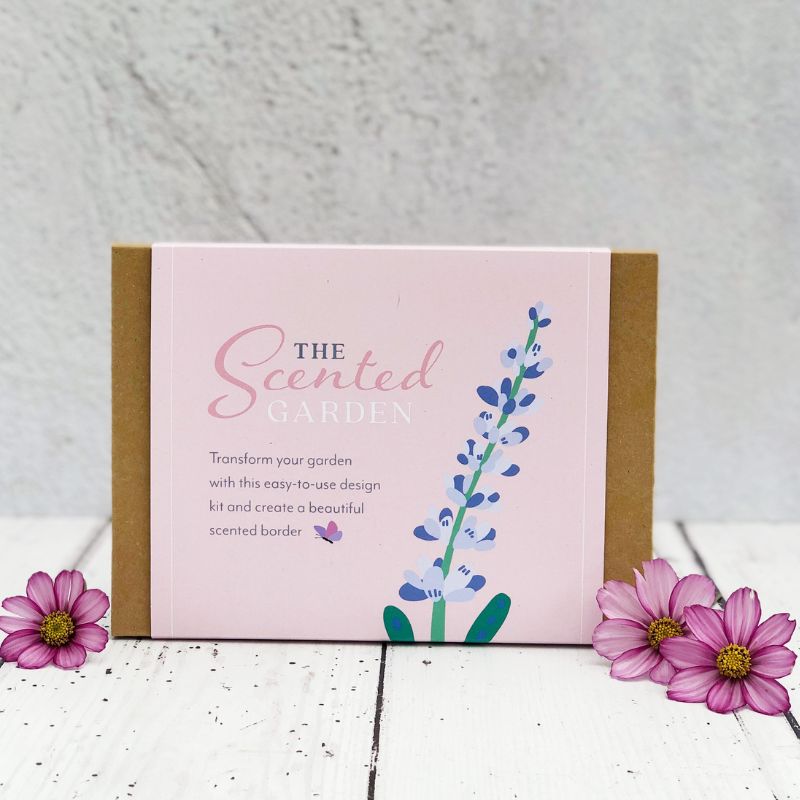 scented garden gift box pink cover and lavender illustration