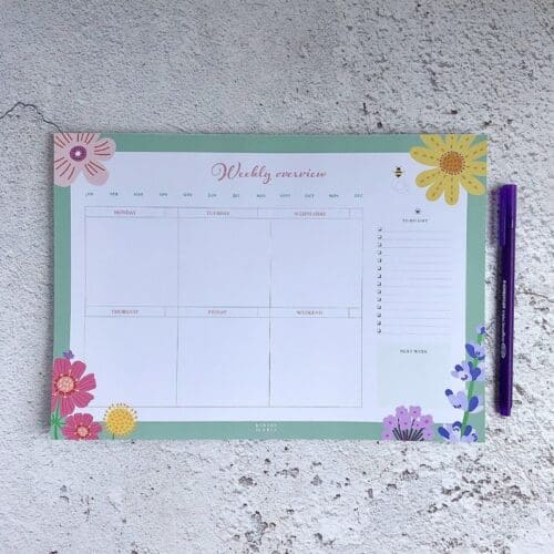 planner deskpad A4 weekly floral design