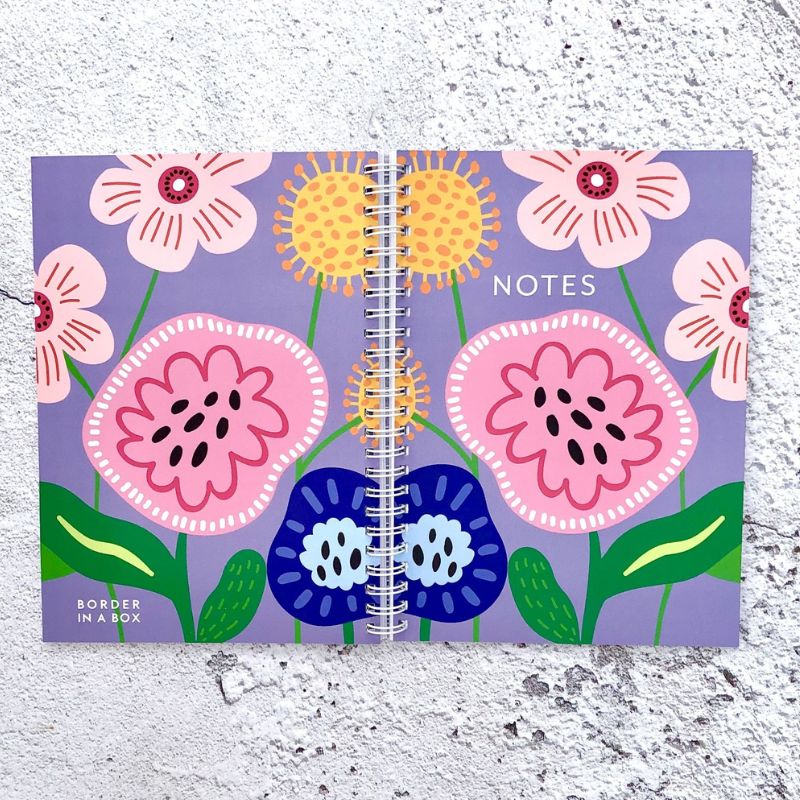 notebook front and back cover with flower illustrations