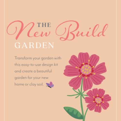 new build garden design header with cosmos flower illustration