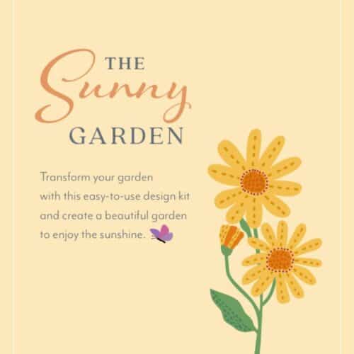 sunny garden with calendula illustration