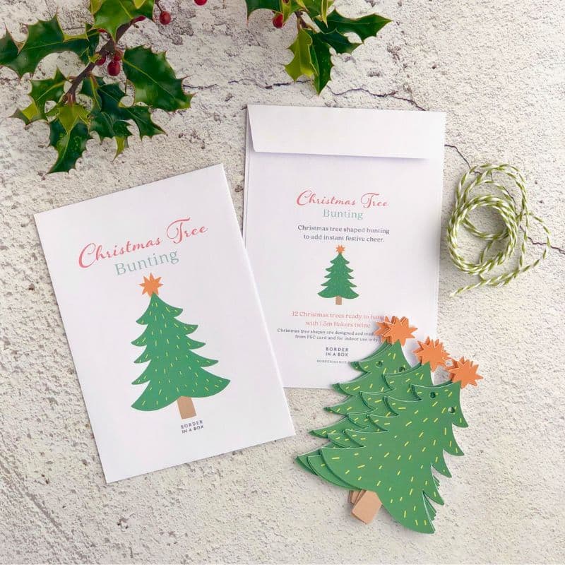 christmas tree bunting 800 x 800 christmas tree shaped bunting and envelope