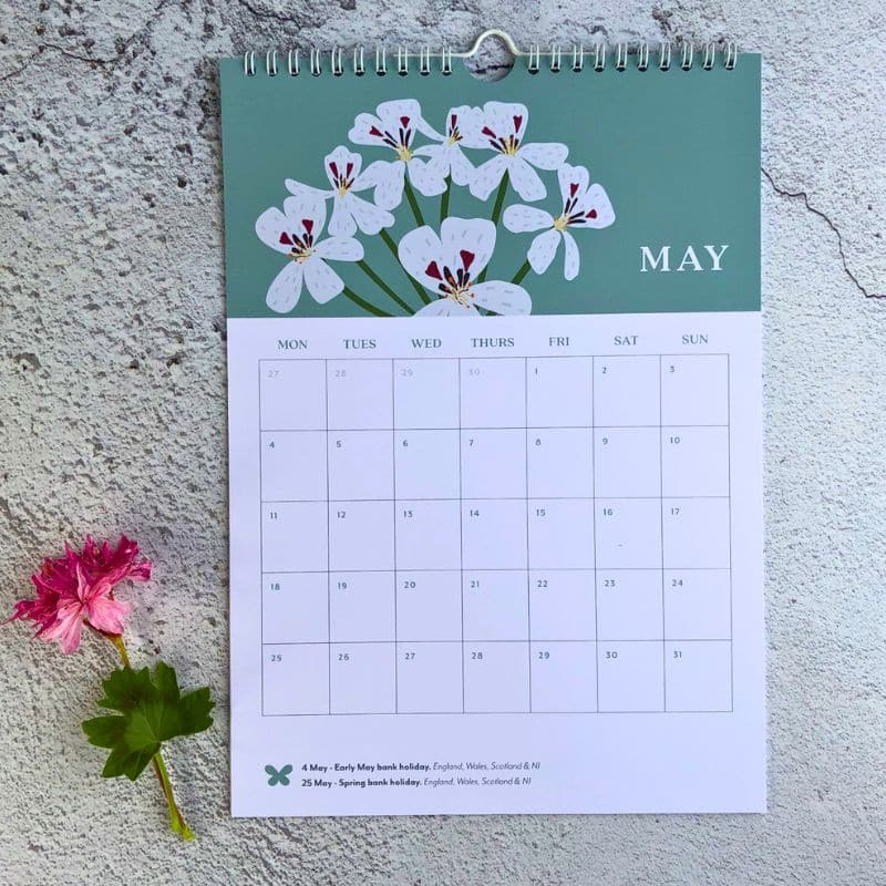 pelargonium wall calendar May 800 x 800 month of May photo of A4 wall calendar