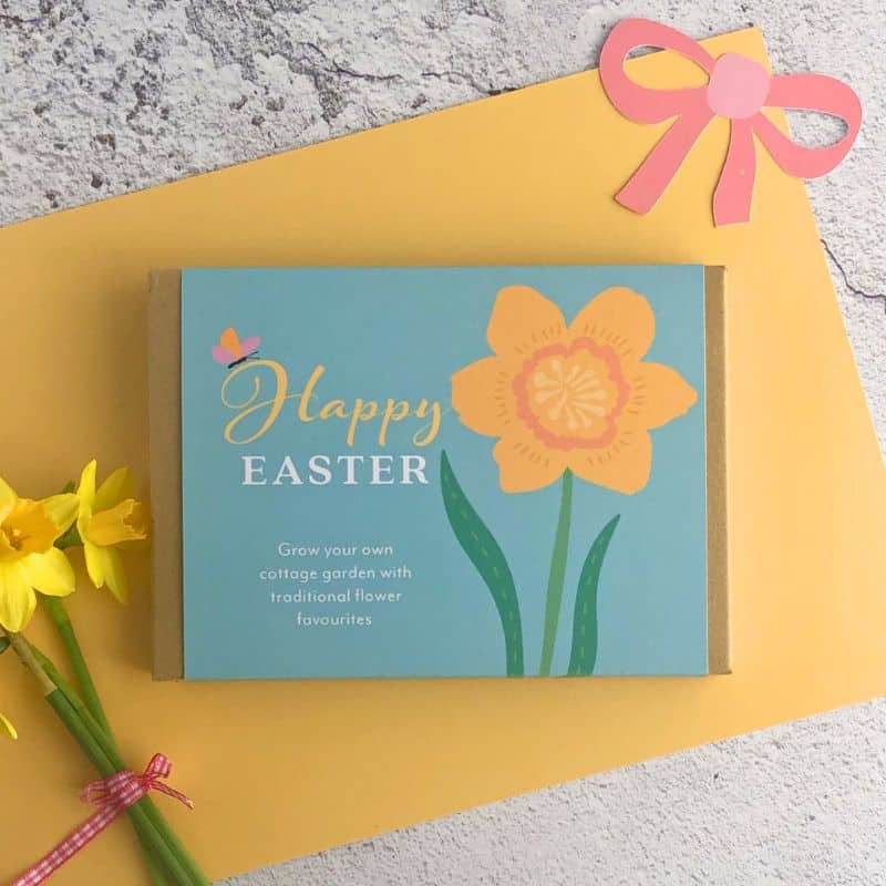 Happy Easter cottage garden seed gift box front 800 x 800 happy easter seed gift box front